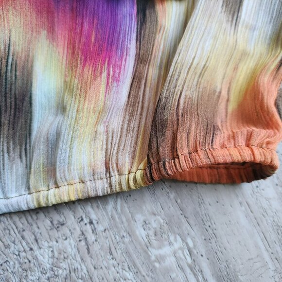 Chicos Womens Multicolor Ikat Boho Peasant Print Beaded Tunic Top Size 2 - Picture 10 of 11